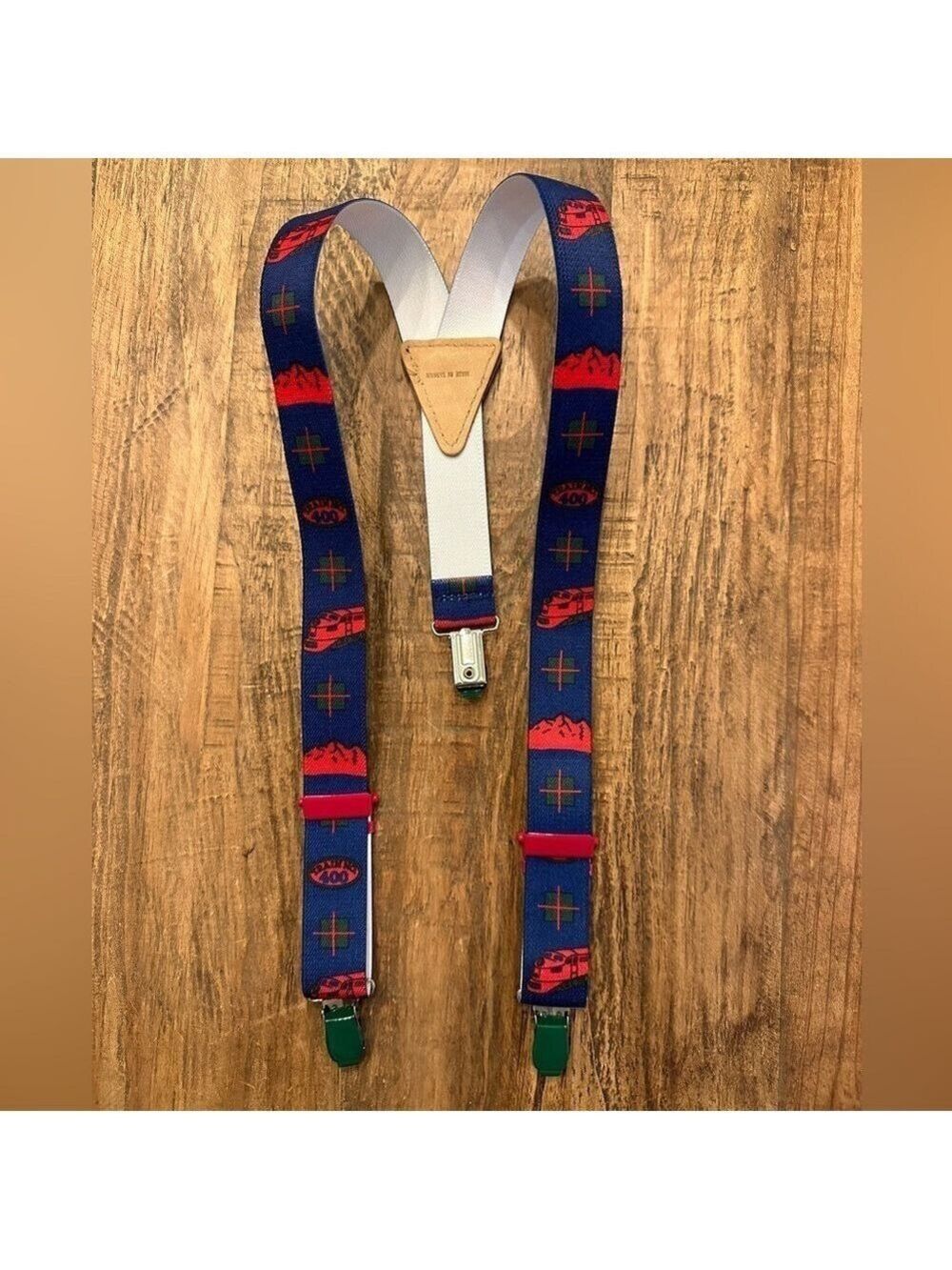 Gymboree - Vintage Train No. 400 Suspenders Adjustable, Blue and Red - Look New